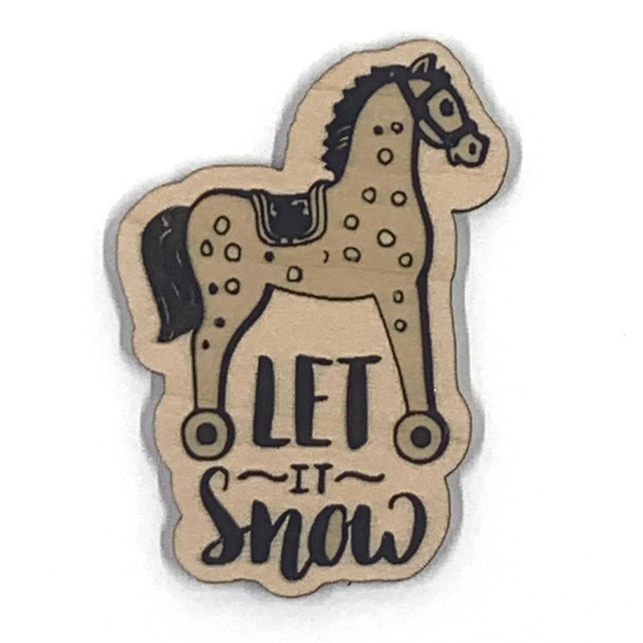 Let It Snow Horse Wooden Embellishment
